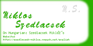 miklos szedlacsek business card